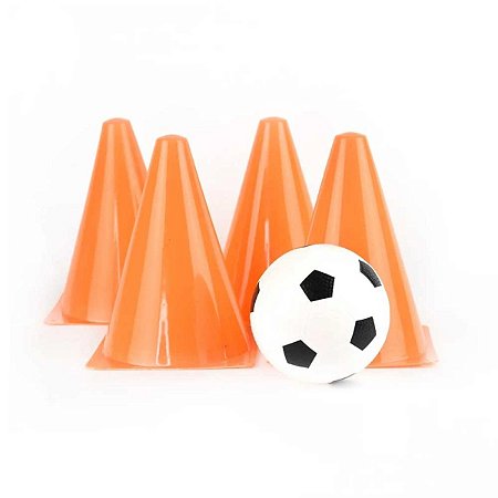 Kit Treino De Futebol Com 4 Cones E Bola Infantil Escolinha
