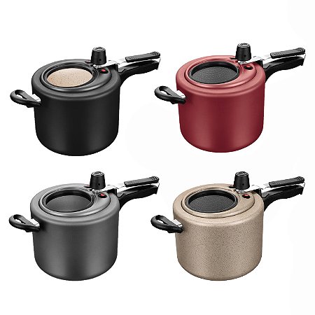 Panela De Pressão Antiaderente Com Visor MTA 4,5 Litros