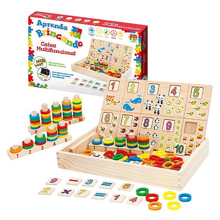 Brinquedo Infantil Caixa Atividades Educativo Número Animais