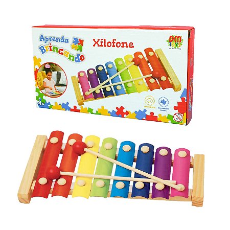 Xilofone Musical Infantil Educativo Com 2 Baquetas Brinquedo