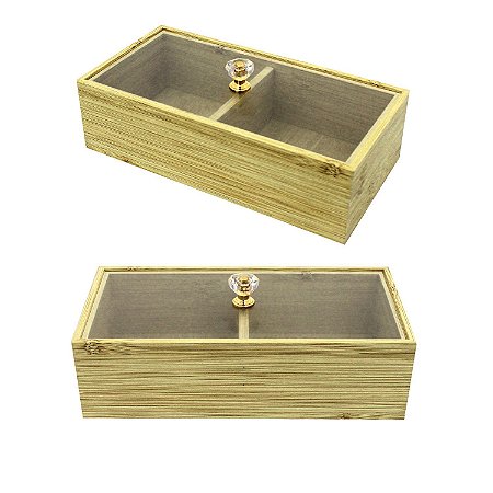 Caixa Organizadora MDF Porta Objetos Com Tampa E Divisórias