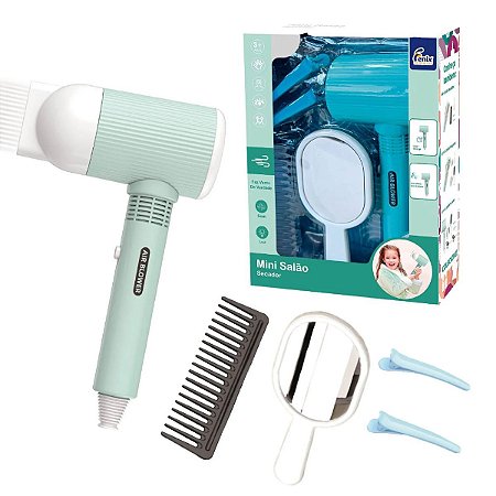 Brinquedo Kit Mini Salão Secador + Acessórios Com Luz e Som