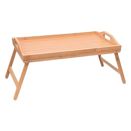Bandeja Mesa Multiuso Com Pés Dobráveis Bambu Café na Cama