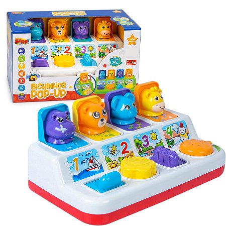 Brinquedo Esconde Bichinhos Pop Up Sensorial Luzes E Música