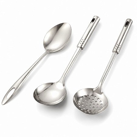 Kit Jogo de Talheres de Cozinha em Inox 3 Peças