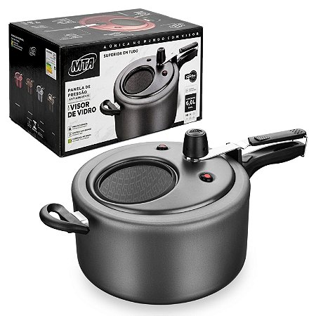 Panela De Pressão Antiaderente C/ Visor MTA 6 Litros Cozinha