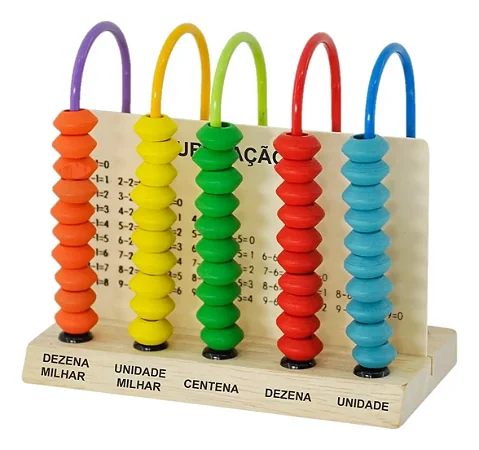 Ábaco Infantil Educativo Escolar Brinquedo Madeira