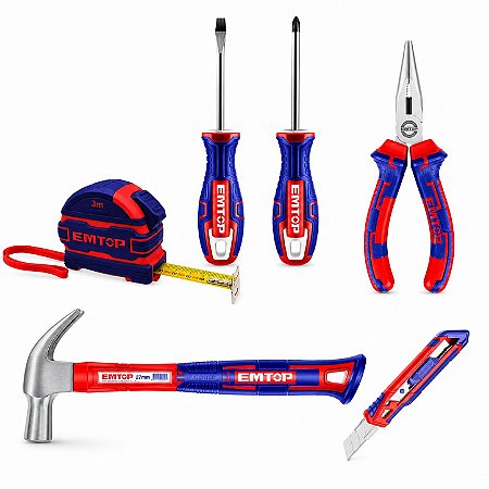 Kit Ferramentas Emtop Martelo Trena Alicate Estile e Chaves
