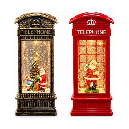 Enfeite de Natal Cabine Telefonica Decorativa com Luz 27 Cm