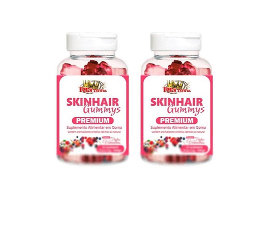 Kit 2 SkinHair Gummys Premium - 30 Gummys - Cabelo, Pele e Unhas