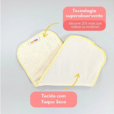 Kit com 5 absorventes para fralda ecológica - Melton com toque seco - 6 camadas - Faixa