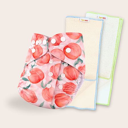 Kit fralda Ecológica Frutas com 2 absorventes SuperABS de 4 e 6 camadas