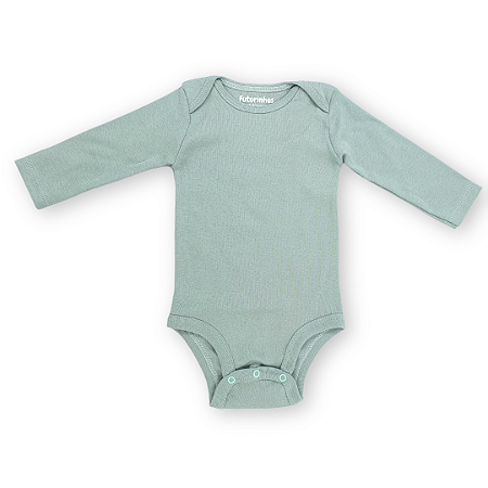 Body bebê manga longa 100% algodão - Azul chumbo