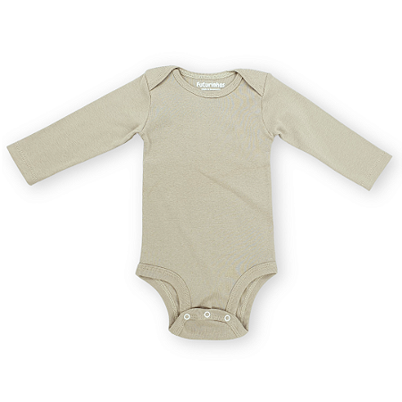 Body bebê manga longa 100% algodão - Cinza aveia