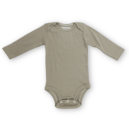 Body bebê manga longa 100% algodão - Cinza argila
