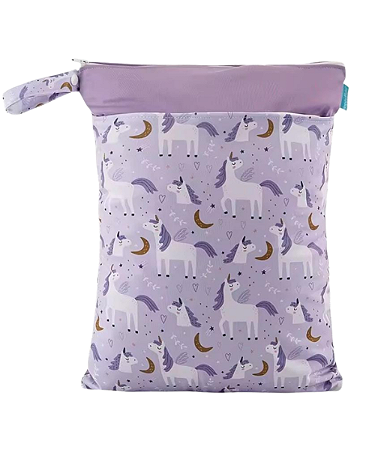 Bolsa impermeável para fralda ecológica - Unicornio com bolso
