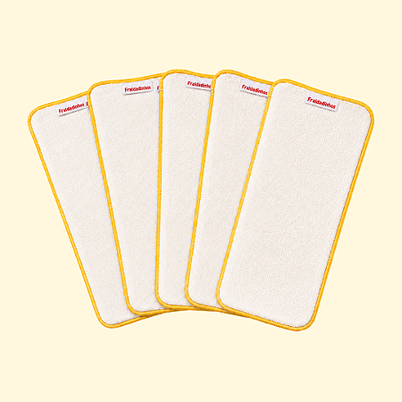 Kit com 5 absorventes para fralda ecológica - Melton - 4 camadas toque seco - Faixa