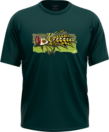 Camisa Casual Jig Verde Play Pesca by Kid Ocelos com Proteção Uv50+ Manga Curta