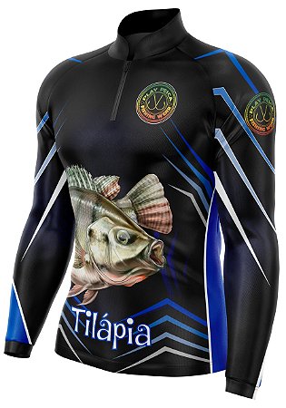 Camisa para pesca - Play Pesca - Tilápia azul - Com proteção UV50