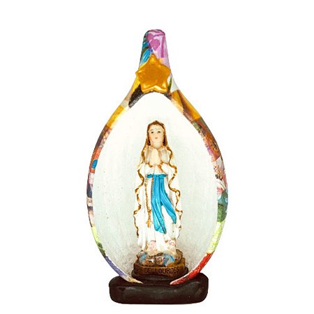 Nossa Senhora de Lourdes em Resina no Oratório Cabaça - 13 a 15 cm