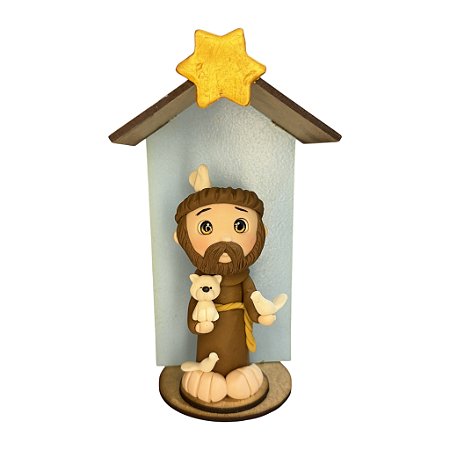Imagem São Francisco Assis com Gato - Oratório 16cm
