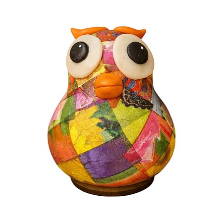 Coruja Decorativa em Cabaça Artesanal (13-15cm)