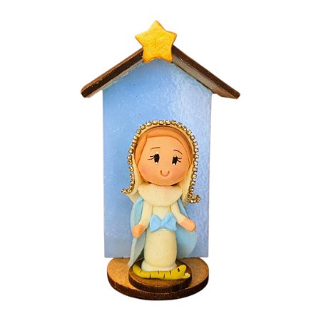 Imagem Nossa Senhora das Graças em Biscuit no Oratório de MDF 12cm