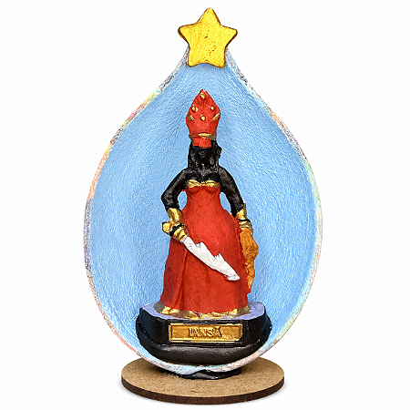 Imagem de Iansã Orixá no Oratório de Cabaça Artesanal | 13 a 15cm | Umbanda, Candomblé e Decoração Religiosa