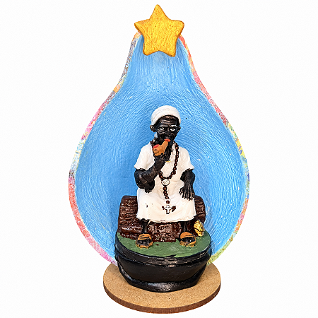 Imagem de Preta Velha no Oratório em Cabaça Artesanal 13 a 15 cm | Umbanda | Galinheiro Arte