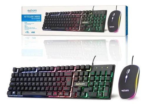 Kit Teclado E Mouse Gamer Exbom Bk-g550 Rgb Preto