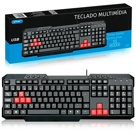 Teclado Multimídia para Computador com Fio USB - KP-2034A+