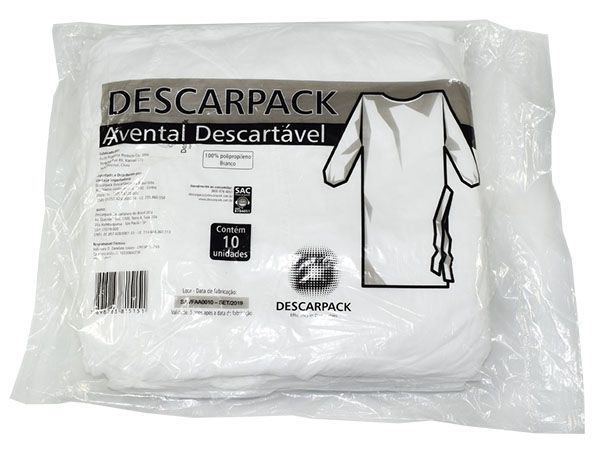 AVENTAL DESCARTÁVEL ESPECIAL DESCARPACK COM 10UND