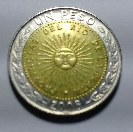 Moeda Argentina Bimetálica 1 Peso 2008