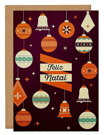 Cartão Enfeites Natal - laranja