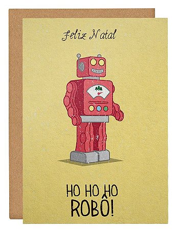 Cartão Ho Ho Robô - amarelo