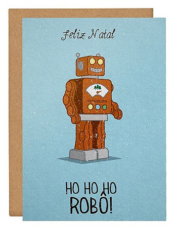Cartão Ho Ho Robô - azul
