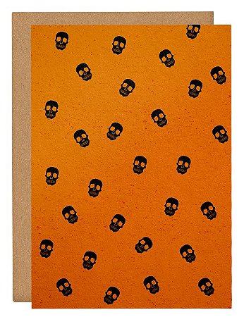 Cartão Halloween Caveiras - laranja