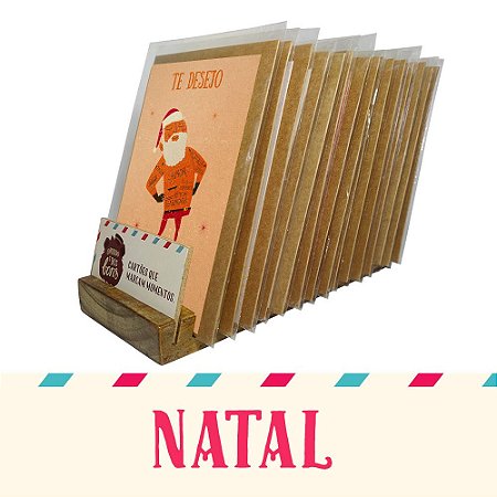 Kit Expositor de Balcão com 30 Cartões Comemorativos de Natal