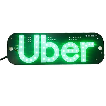 Placa Led Painel Luminoso 5v Uber 2 Ventosas COR VERDE