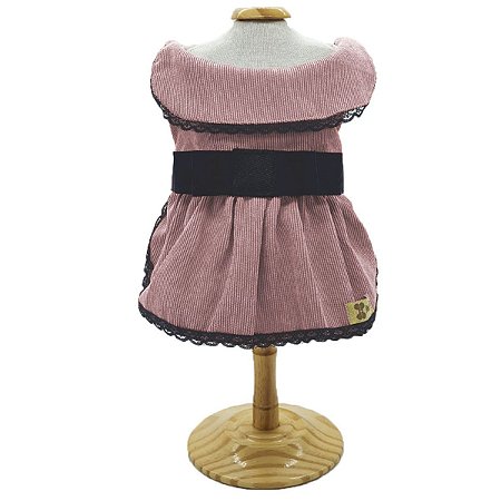 Roupa Pet para Cães Vestido Pet Lux Laço Chanel Veludo Inverno Petisco
