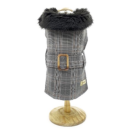 Roupa Pet para Cães Vestido Pet Fivela Croco Gola Pele Inverno Petisco