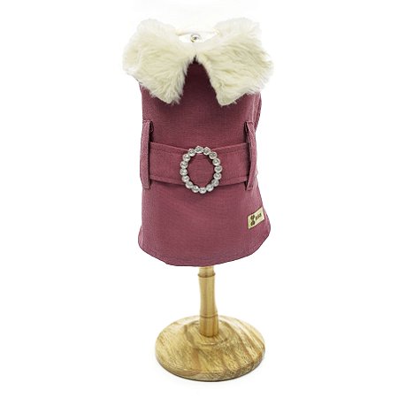 Roupa Pet para Cães Vestido Pet Cinto Strass Linho Eco Inverno Petisco