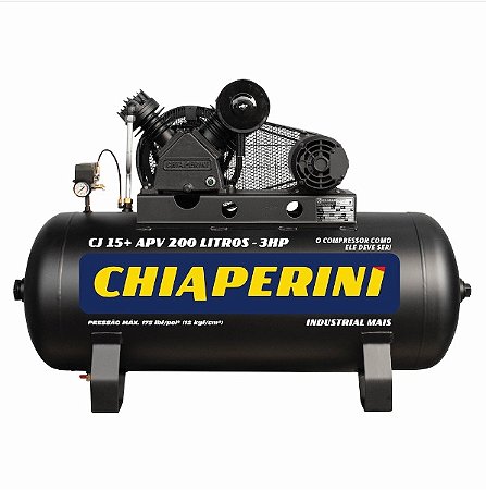 Compressor de ar alta pressão 15 pcm 200 litros  CJ 15+ APV 200L - Chiaperini