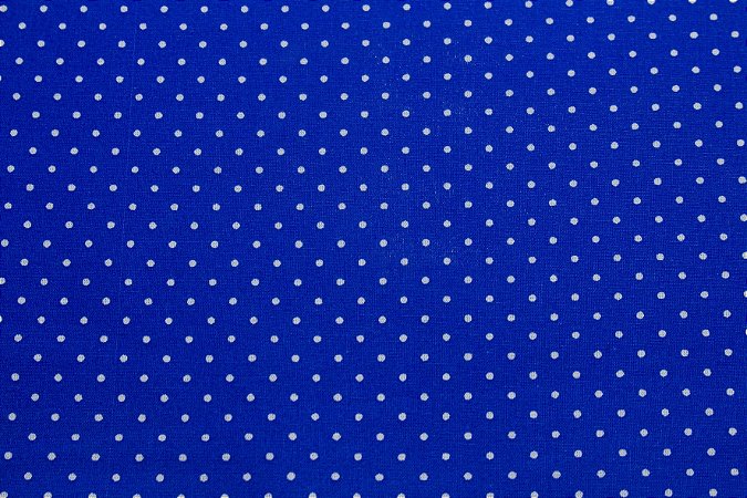 Tricoline Poá Branco fundo Azul Royal ( 0,50 m x 1,40 m )