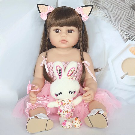 Boneca Bebê Reborn Silicone Gatinha
