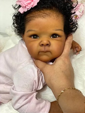Bebê Reborn Realista Recém Nascida Afro Clarisse