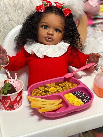 Boneca Toddler Reborn Afro Mirela 60 cm