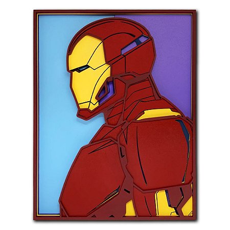 Quadro Decorativo 3D Geek Homem De Ferro - Iron Man Em Madeira