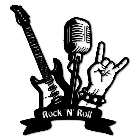 Aplique de Parede  Rock N' Roll em Madeira