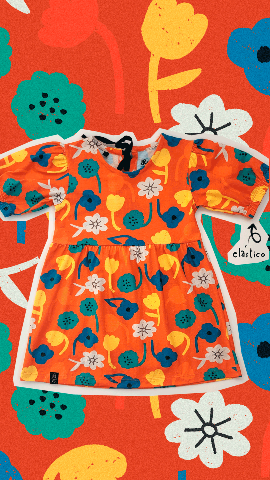 Vestido Manga Bufante Flor
